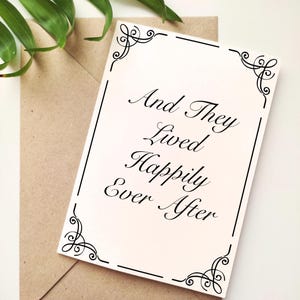 And They Lived Happily Ever After Printable Card, Engagement, Wedding or Anniversary. Instant Download, A5, A4, Letter Size, 5x7