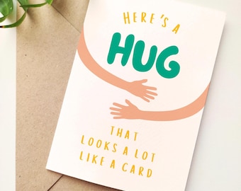 Here’s a Hug Printable Card, Fun Encouragement Card, Instant Download, 5x7 A4 A5 Letter Size