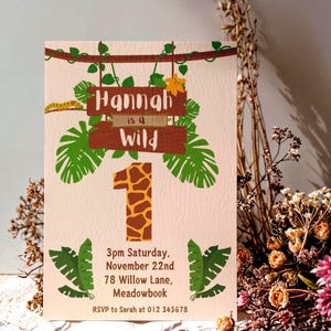 Invitación de cumpleaños de Wild One Jungle: Plantilla personalizable de Canva (Descarga digital)