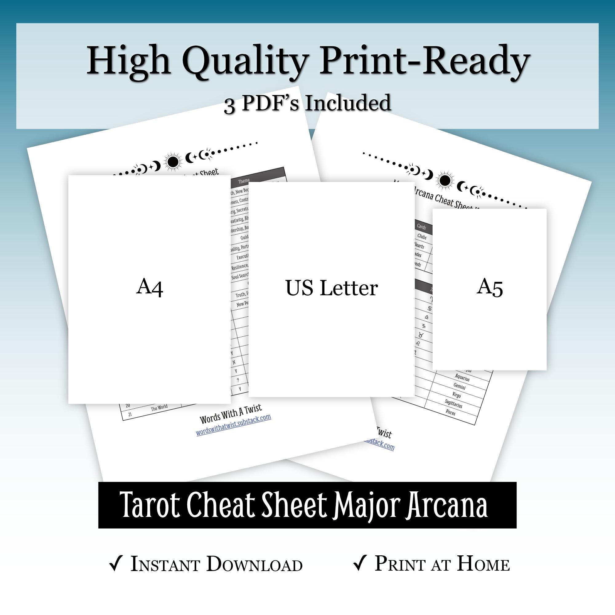 Tarot Notes.pdf Major Arcana Tarot Cheat Sheet – Card Meanings, Astrology (PDF & JPG ...