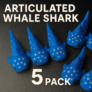 3D Printed Articulated Whale Shark Fidget Toy - 5 Pack