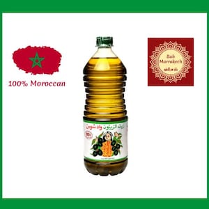 Oued Souss Moroccan Olive Oil – Extra Virgin Cold-Pressed – 100% Pure Organic – 1L (33.8 fl oz) Bottle – Moroccan Food, Healthy Cooking Oil