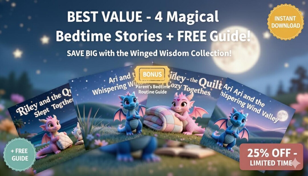Calm Bedtime Stories for Kids | 4 Dragon Bundle + FREE Guide (PDF ...
