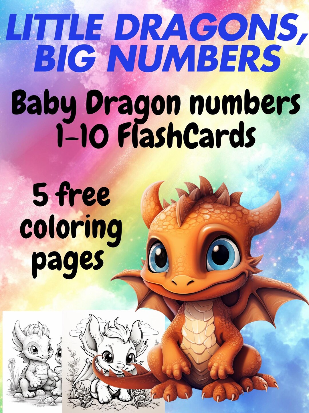 Dragon Number Flashcards 1–10 | Printable Counting Cards for Kids ...
