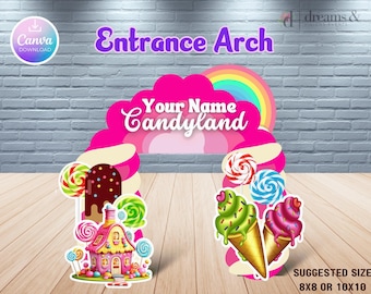 Süßigkeitenland | Eingangsbogen | Druckbar | Digital | Bereit zum Drucken | Gastgeschenk Vorlage | PDF Datei