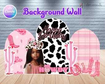 Cowgirl | Backdrop Wall | Printable | Digital | Ready To Print | Party Favor Template | PDF File