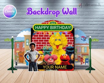 Sesame Street | Backdrop Wall | Printable | Digital | Ready To Print | Party Favor Template | PDF File