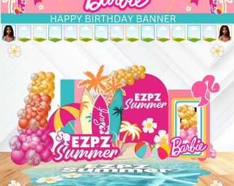 Barbie Summer | Arch Wall | Printable | Digital | Ready To Print | Party Favor Template | PDF File