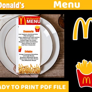 MacDonalds-Theme | Menü | Druckbar | Sofortiger digitaler Download | Bearbeitbar | Party Vorlage