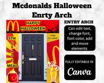 McDonalds Theme | Entrance Arch | Printable | Digital Instant Download | Editable | Party Favor Template | Halloween