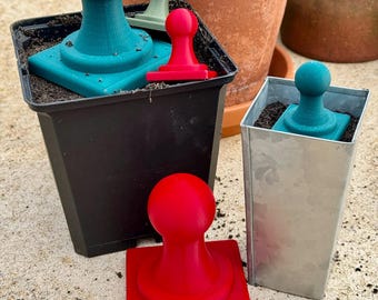 3D Printed Square Potting Tamper Set: Custom Color Gardening Tool