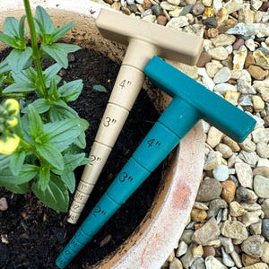 3D Printed Seed Dibber with Depth Measurements – Garden Planting Tool – Custom Colours Available