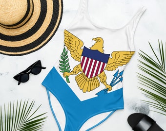 US Virgin Islands Caribbean Island Girl One-Piece Swimsuit  Island Life, US Virgin Islands Flag For Islander Pride Bathing Suit