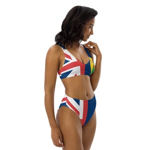 Turks & Caicos Babe Caribbean Island Girl Recycled 2-piece swimsuit Island Life Turks Caicos Flag Islander Pride high-waisted Bathing Suit image 2