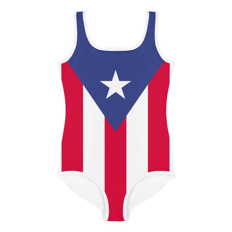 Kids Boricua Babe Caribbean Island Girl One-Piece Kids Swimsuit Island Life, Puerto Rico Flag For Puerto Rican Pride Child Bathing Suit image 1