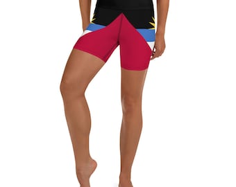 Antigua Queen Caribbean Island Girl - Athletic Shorts - Island Life, Antigua Flag for Antiguans Yoga Bike Shorts