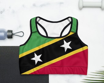 St, Kitts Queen Caribbean Island Girl - Athletic Sports Top - Island Life, St. Kitts and Nevis Flag for Kittians & Nevisians Sports Bra