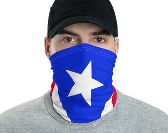 Puerto Rico Flag Face Covering Boriqua Fabric FaceMask Neck Gaiter Social Distancing faceMask Puerto Rican Headband Mask Neck gaiter