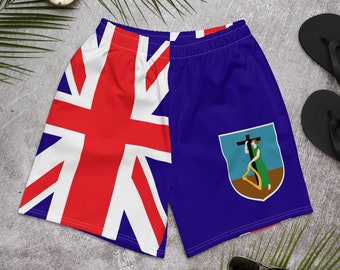 Monserrat King Caribbean Island Boy Swim Trunks Island Life, Monserrat Flag Monserrater Island Pride Bathing Suit Men's Athletic Swim Shorts