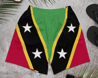 St. Kitts King Caribbean Island Boy Swim Trunks Island Life St Kitts y Nevis Flag Kittian Pride Bathing Suit Pantalones cortos de natación atlética para hombre