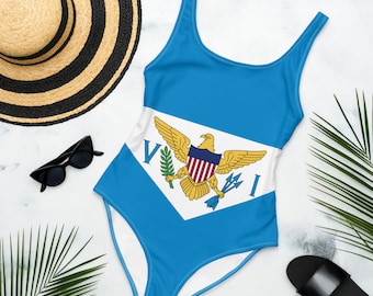 US Virgin Islands Caribbean Island Girl One-Piece Swimsuit  Island Life, US Virgin Islands Flag For Islander Pride Bathing Suit