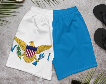 Virgin Islands Caribbean Island Boy Swim Trunks Island Life US Virgin Islands Flag Islander Pride Bathing Suit Men's Athletic Swim Shorts