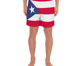Boricua Boy Caribbean Islander - Swim Trunks - Island Life, Puerto Rico Flag For Puerto Rican Pride Swim Suit Men's Athletic Long Shorts