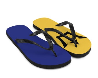 Barbados Caribbean Island Thong Sandal - Adult Barbados Flip Flops Island Life, Barbados Flag For Barbadian Pride Caribbean Vacay Flip-Flops
