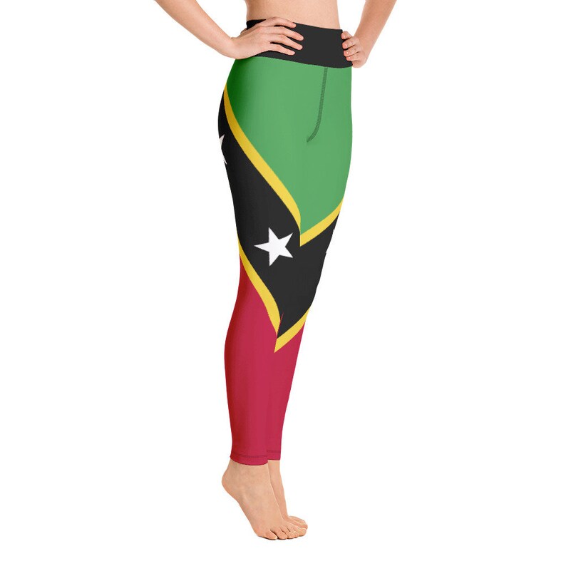 St, Kitts Queen Caribbean Island Girl Athletic Leggings Island Life, St. Kitts and Nevis Flag for Kittians & Nevisians Yoga Leggings image 2