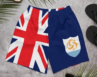 Anguilla King Caribbean Island Boy - Swim Trunks - Island Life, Anguilla Flag Anguillian Pride Bathing Suit Men's Athletic Swim Shorts