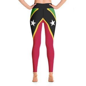 St, Kitts Queen Caribbean Island Girl Athletic Leggings Island Life, St. Kitts and Nevis Flag for Kittians & Nevisians Yoga Leggings image 4