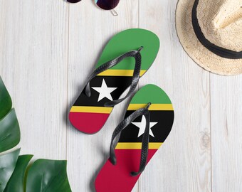 St, Kitts Nevis Caribbean Island Life - Unisex Thong Sandals - Island Life, St. Kitts and Nevis Flag for Kittians & Nevisians Flip Flops