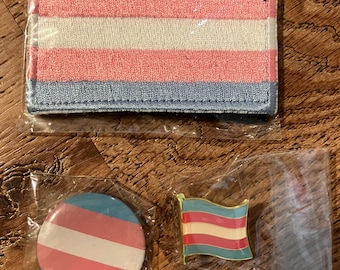 Transgender Pride Flag Patch Pin And Button Set Of 3 Trans Pride