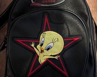 Mochila pequeña de cuero Tweety Bird de Loony Tunes, VGC