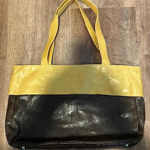 HOBO Leather Handbag Tote Brown Tan Rare EUC