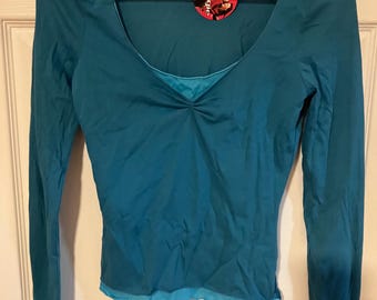 Energie Vintage NWT Blau Longsleeve Damen Top Schön! Grösse M