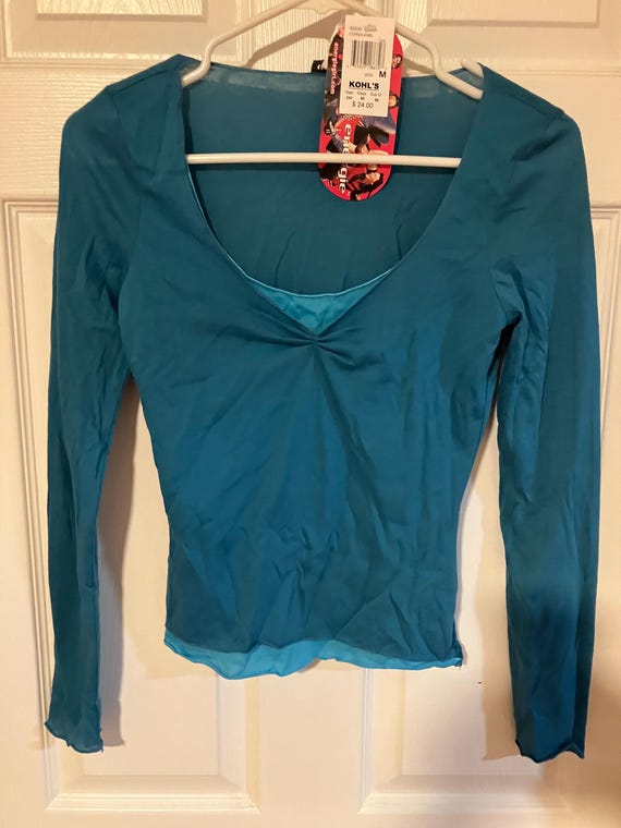 Energie Vintage NWT Blue Longsleeve Womens Top Beautiful! Size M