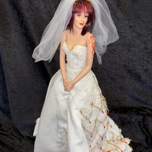porcelain doll in wedding dress cute ashton drake Collectible Porcelain Ashton Drake Wedding Doll