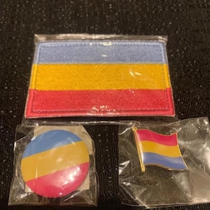 LGBTQ Pansexual Pride  Flag Patch Pin And Button Set Of 3 Pansexual Pride