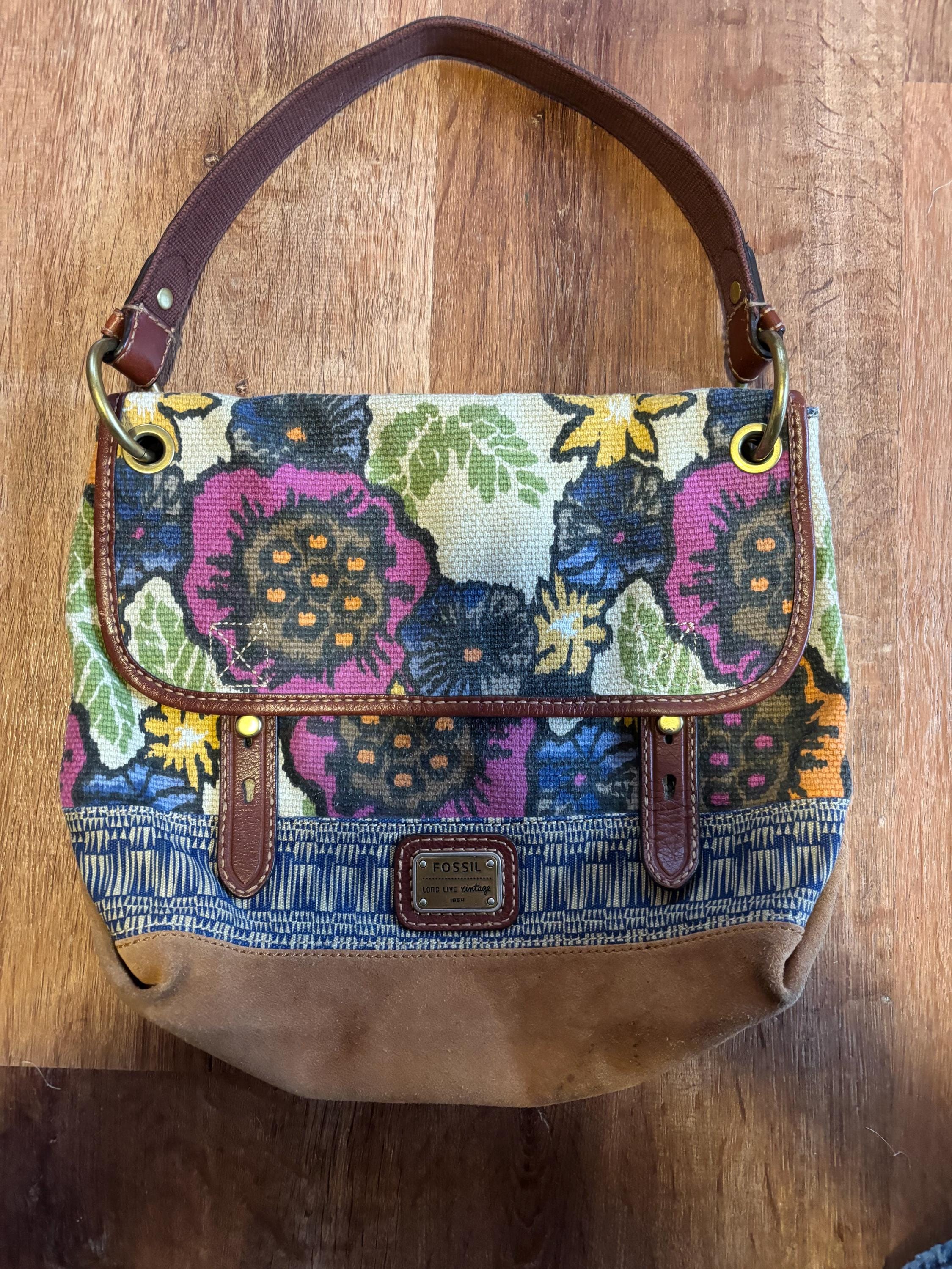 Vintage Patchwork Fossil Bag Leather - Etsy
