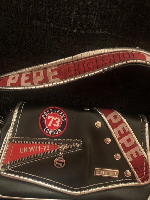 Pepe Jeans ペペジーンズ 73ロゴ バックル ベルト ブラック XS Pepe Jeans 73 Vintage Purse UK W 11-73 Black & Red London