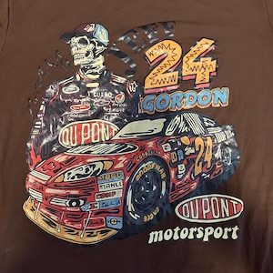Jeff Gordon 24 Skull Nascar Racing T-Shirt Brown Size Small Excellent