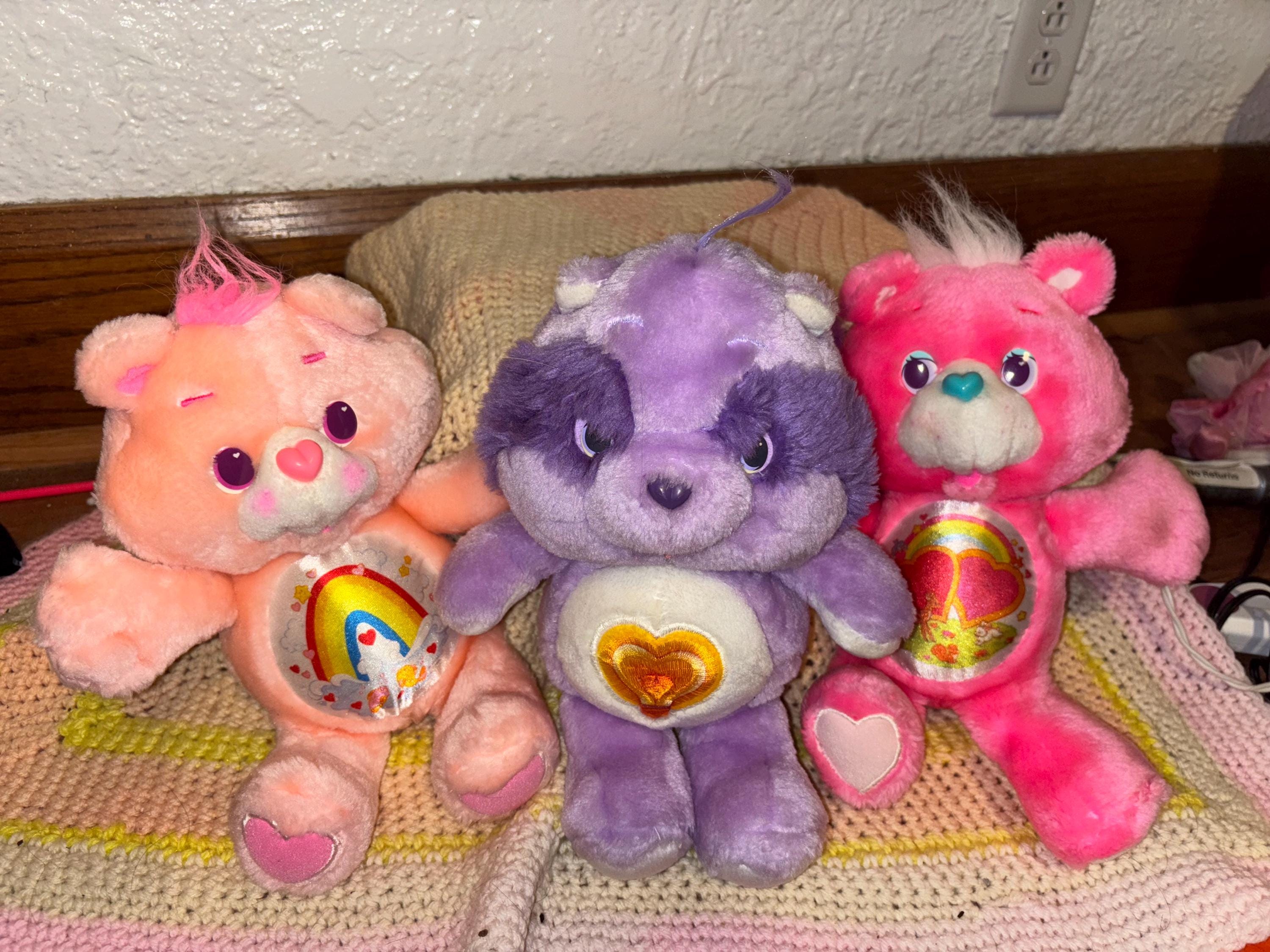80’s Bear Plush Set3 / ベアー くま Care Bear Plush Set of 3 80s and 90s - Cheer Bear, Love-a-lot Bear