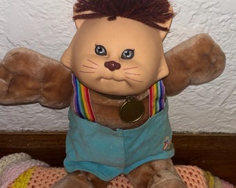 Cabbage Patch Kids Koosa Cat Doll With Ranbow Suspenders *Adorable!*