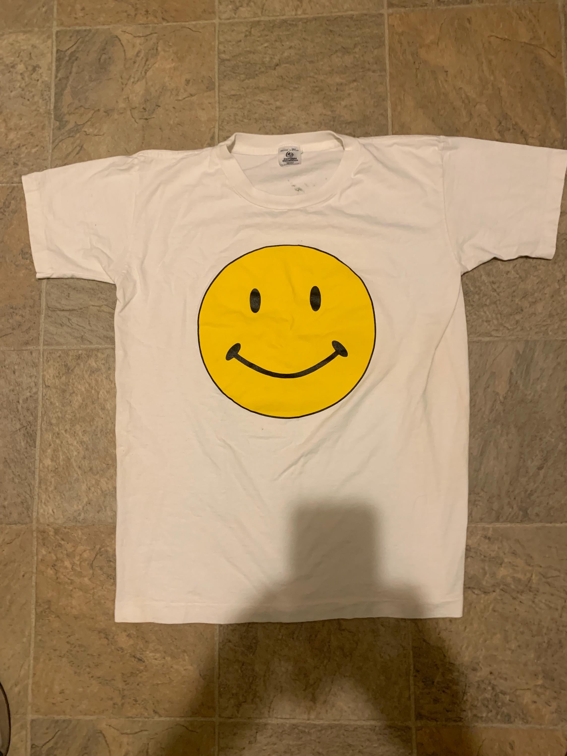 Vintage Smiley Face Double Side T Shirt by Compass Collection RARE 