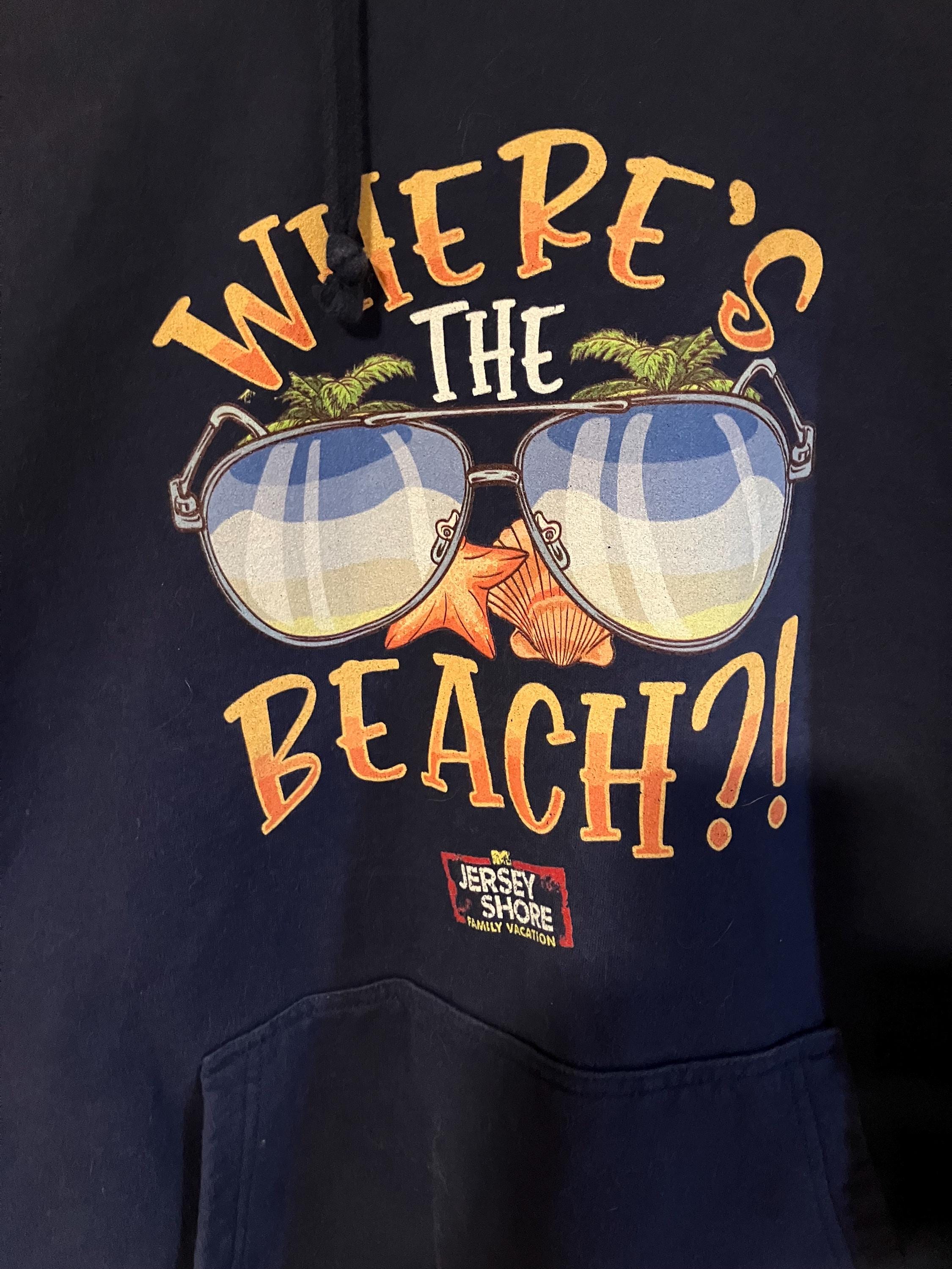 Jersey Shore Family Vacation Wheres the Beach MTV Hoodie Navy Blue
