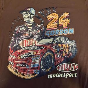 Jeff Gordon 24 Skull Nascar Racing T-Shirt Brown Size Small Excellent