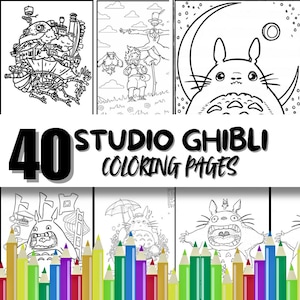 Studio Ghibli Coloring Pages-40 pages | Totoro Coloring Pages | Ghibli Coloring | Coloring Book for Kids & Adults