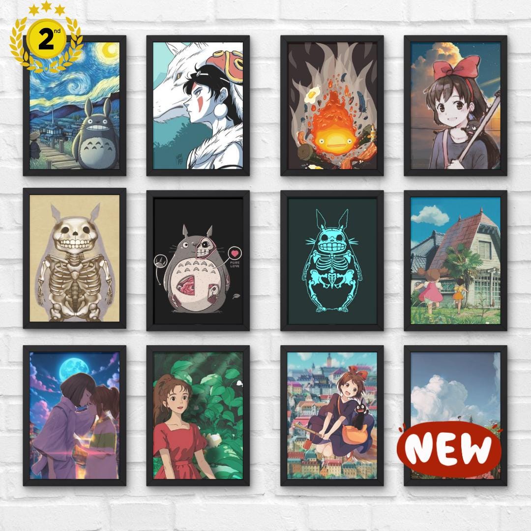 50 Poster Ghibli | Ghibli Wall Art | Studio Ghibli Digital Art | Studio