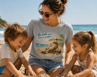 Cat at the Beach PNG | The Good Life, You Have to Enjoy It | French Cat Shirt Design | Summer Vacation T-Shirt Print | Digital Download